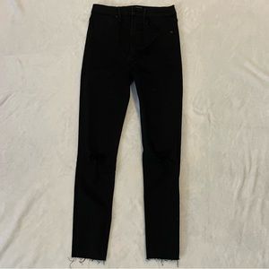 Abercrombie black ultra high rise super skinny jeans with ripped knees